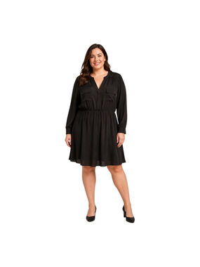 Torrid Black Utility Shirt Dress Size 2 2X 18/20 Long Sleeve Plus